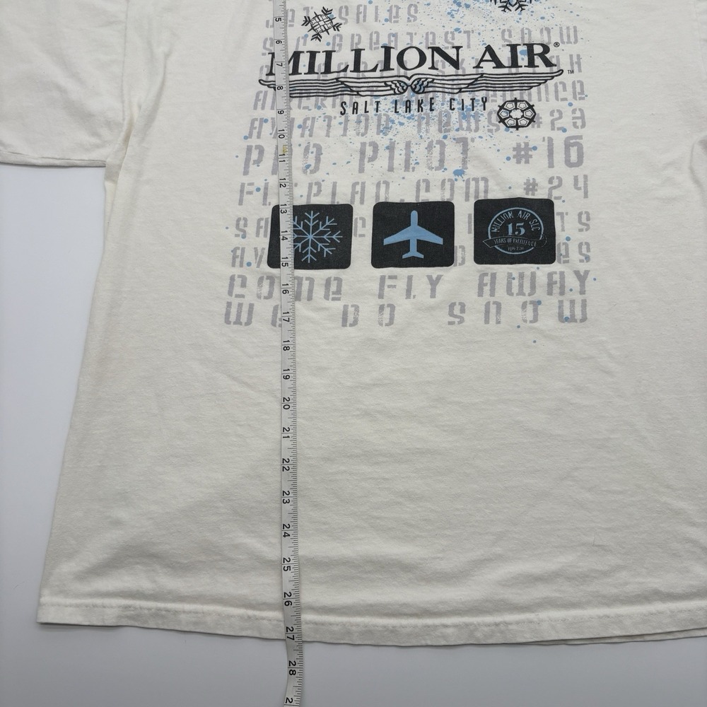 2010 Million Air SLC Aviation T Shirt Mens XL Salt Lake City Pilot Off White - Picture 12 of 13